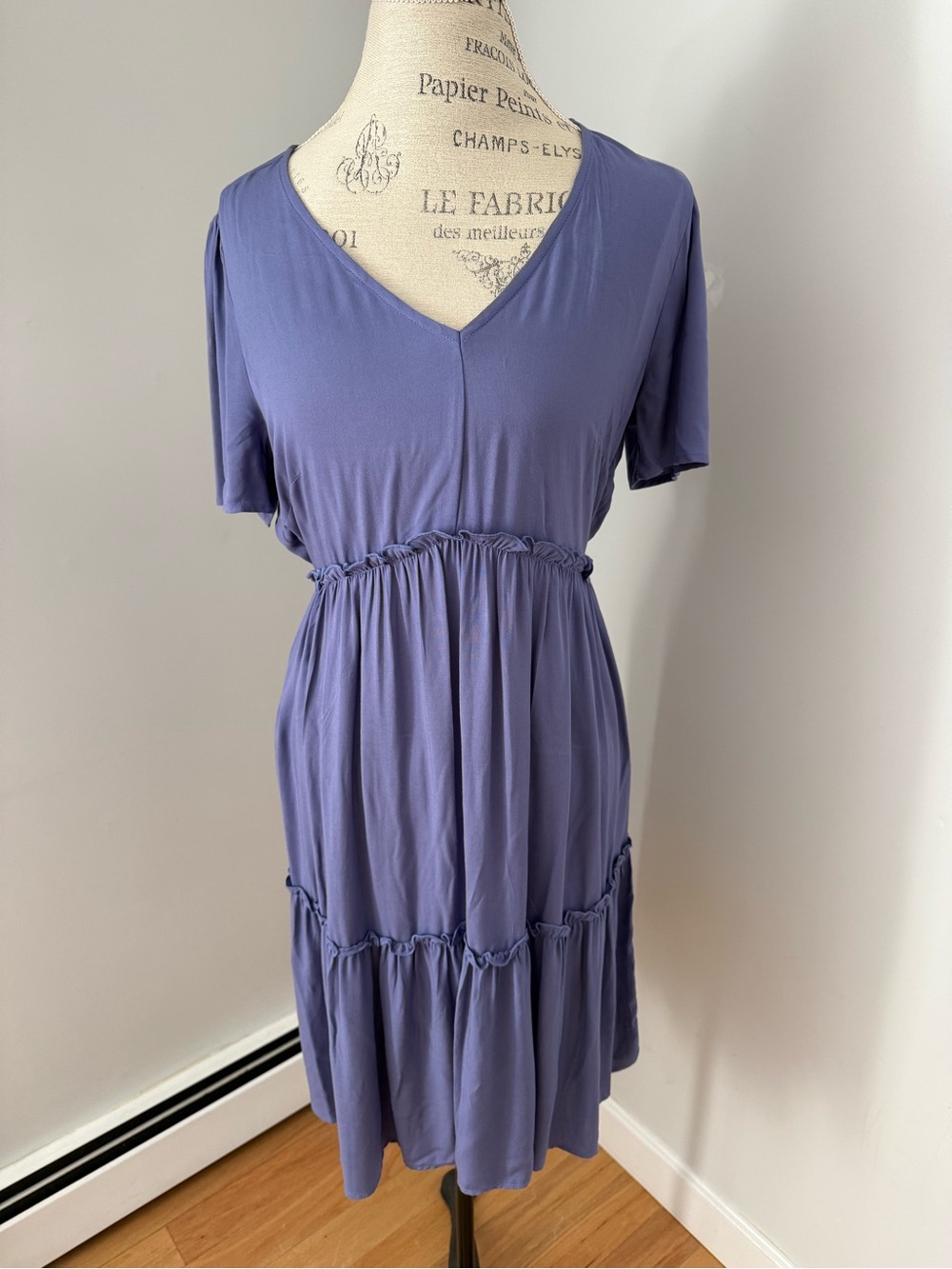 V-Neck Lavender Tiered Midi Dress